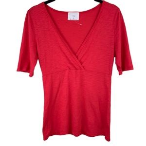 Anthropologie T.La red surplice v neck top
